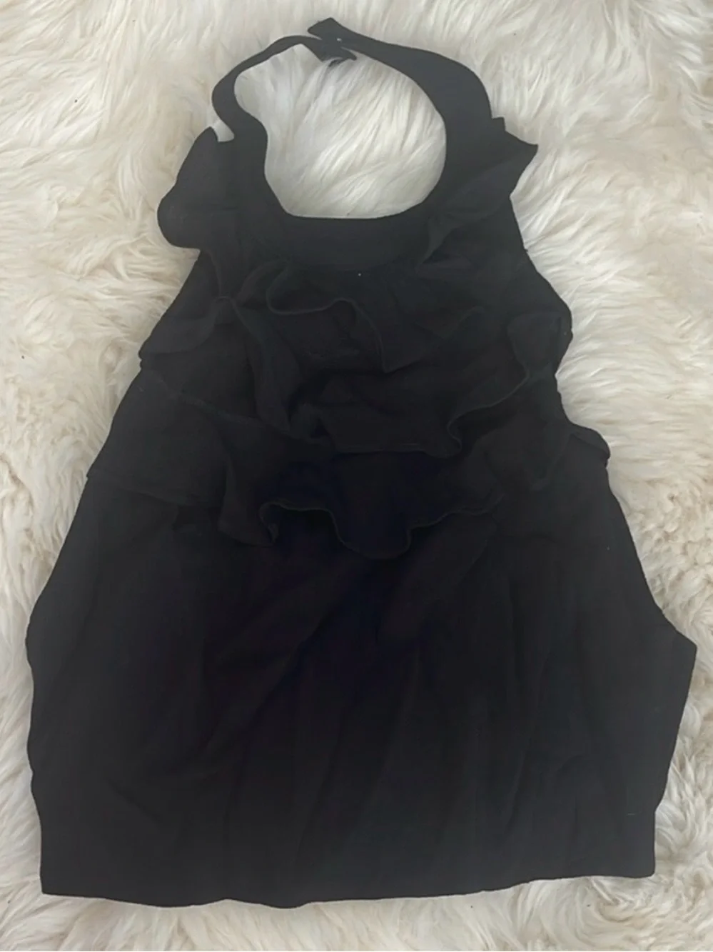 For Love & Lemons Mockingbird Ruffle Crop Top Black size XS - Picture 2 of 7
